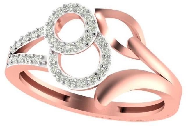 M-PLR-3927 Ladies Rose Gold Ring, Main Stone : American Diamond