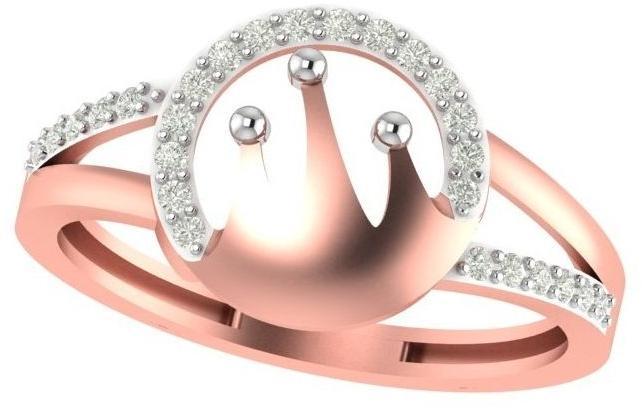 M-PLR-3928 Ladies Rose Gold Ring, Main Stone : American Diamond