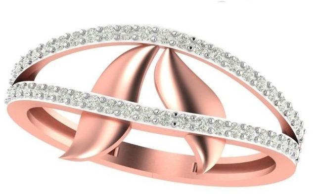 M-PLR-3957 Ladies Rose Gold Ring, Main Stone : American Diamond