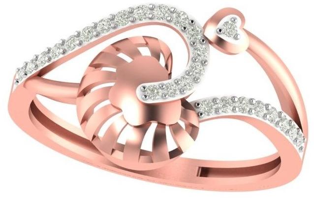 M-PLR-3965 Ladies Rose Gold Ring, Main Stone : American Diamond