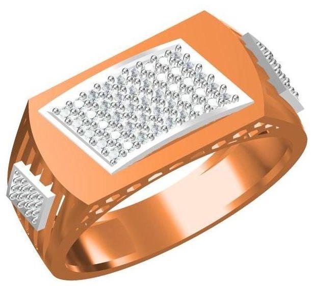 Polished SJGR-2389 Mens Gold Ring, Main Stone : American Diamond