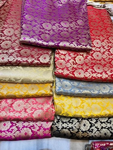 Printed Banarasi Silk Fabric for Making Garments