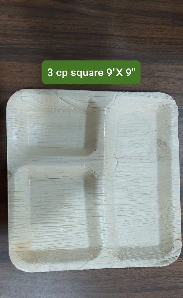 9 Inch 3 Partition Areca Leaf Plate