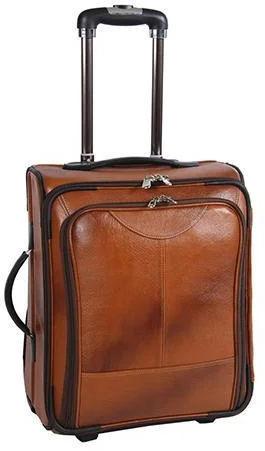 Brown Plain Leather Trolley Bag, for Travelling, Size : Multisize