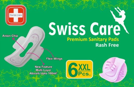 Swiss Care Premium Sanitary Pad, Packaging Size : 6 Pcs/ Packet