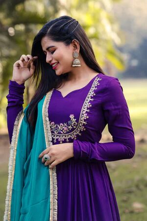 Cotton Anarkali Dress With Dupatta