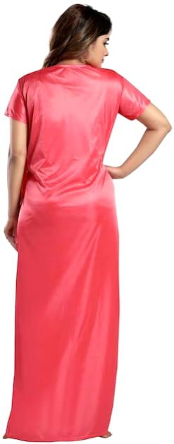 Satin Two Pcs Nighty (LightCoral)