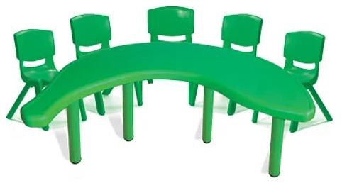Green Plastic Plain Banana Table With Chair, Size : L62 X W35 X H20 Mm