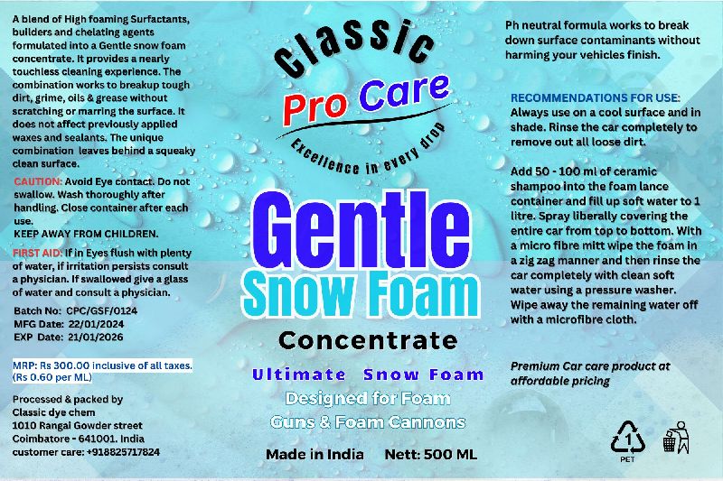 Detergent Gentle Snow Foam Wash For Car Use
