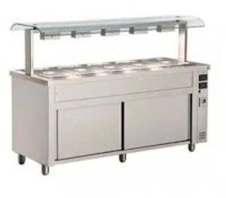 Silver Rectangular Hot Bain Marie With Sneeze Guard, for Commercial
