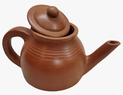 Plain Coated Clay Terracotta Handmade Kettle for Kitchen Use