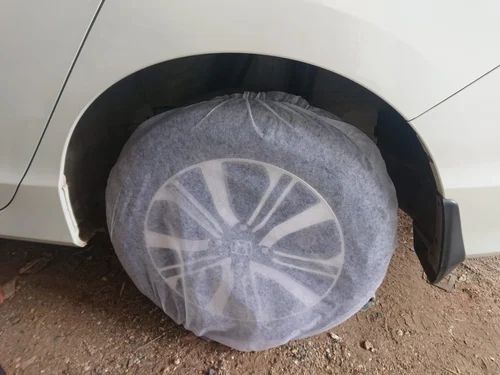 Non-woven Disposable Car Wheel Cover, Color : White