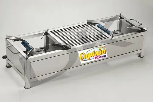 Rectangular Two Burner Stainless Steel Bhatti for Commercial Use