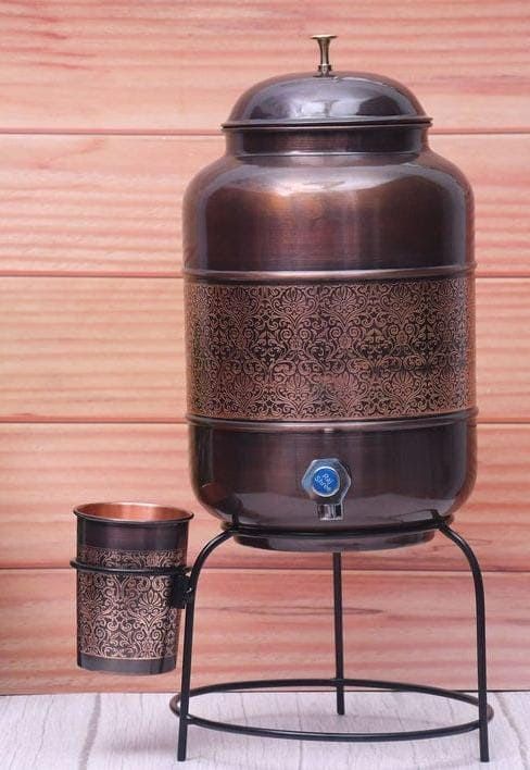 5 Liter Copper Water Dispenser With Glass Stand