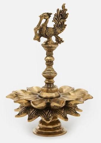 Polished Brass Annapakshi Diya, for Pooja