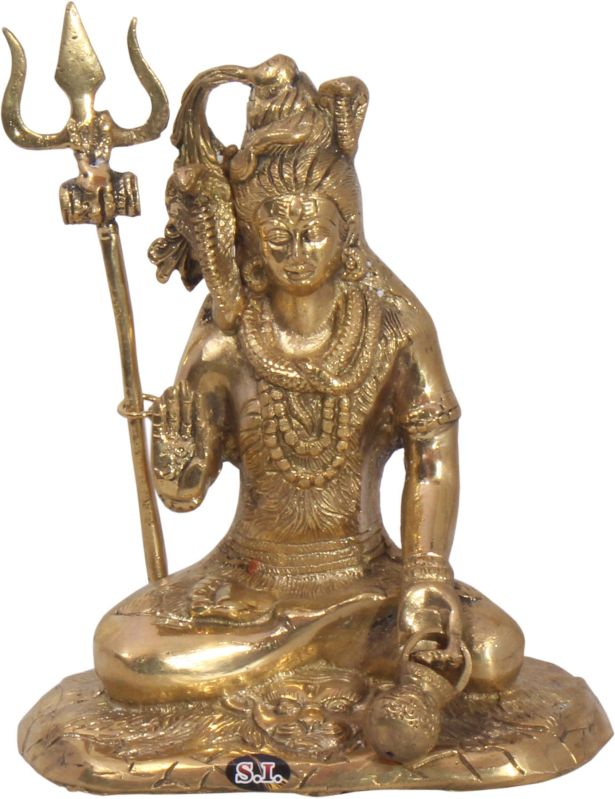 Carved Polished Brass Shiva Statue, For Worship, Temple