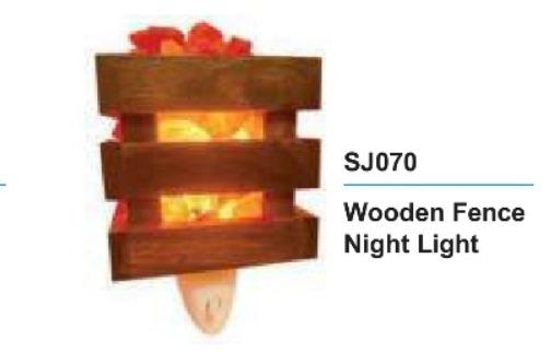 Wooden Fence Rock Salt Night Light, for Home Decoration