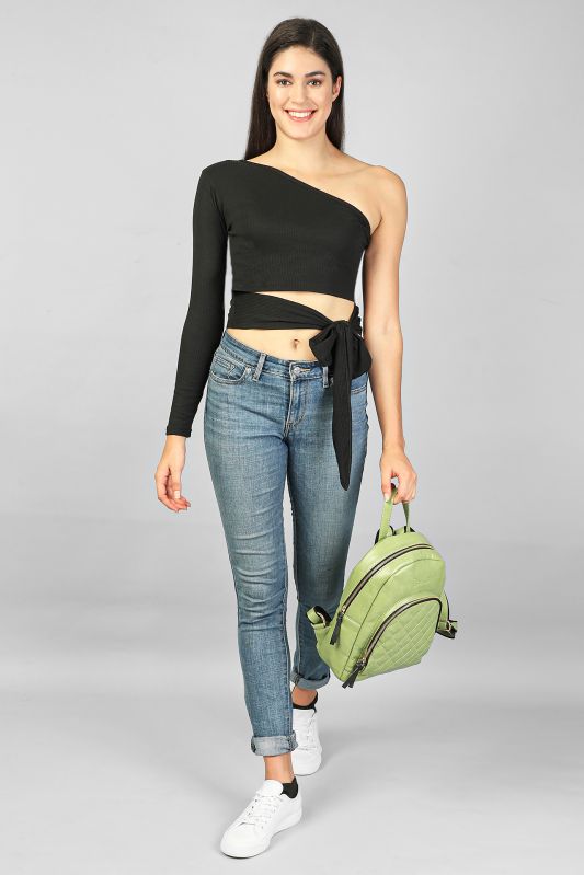 One Shoulder Tie Up Crop Top, Gender : Female