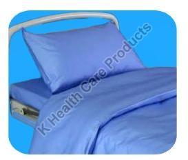 Blue Disposable Bed Sheet With Pillow Cover, for Hospital, Technics : Stitching