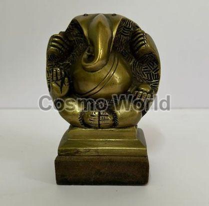 Golden Carved Polished Brass Ganesha Statue, for Interior Decor