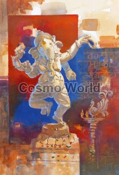 Multi Color Rectangular Paper Ganesha Paintings, for Wall Decoration, Style : Abstract