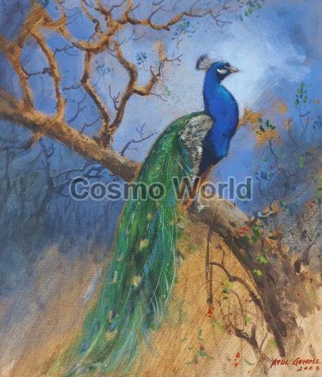 Multi Color Rectangular Rectangle Paper Peacock Paintings, for Wall Decoration, Size : Standard