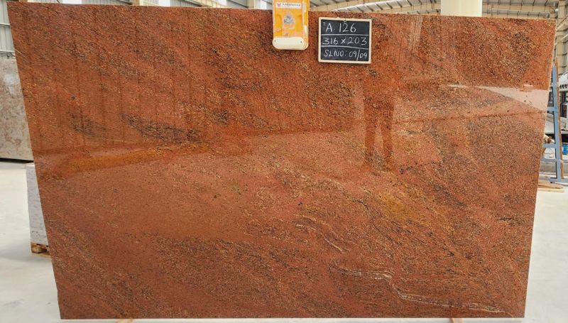 Polished Madurai Red Granite Slab for Flooring, Kitchen Counter, Vanity Tops