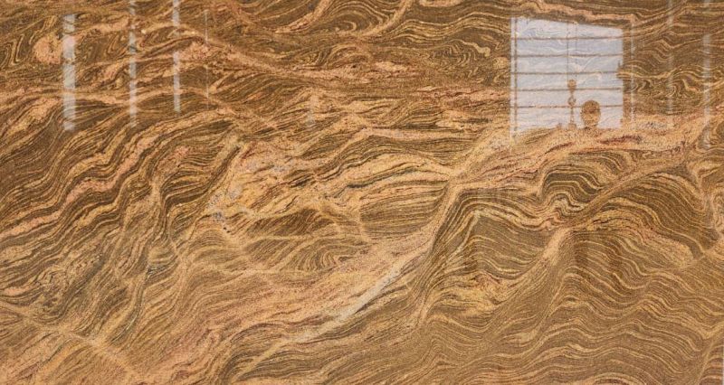 Polished Yellow Juparana Granite Slab, Width : 2-3 Feet