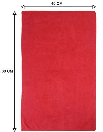 Plain 400GSM Microfiber Cleaning Towel, Color : Red