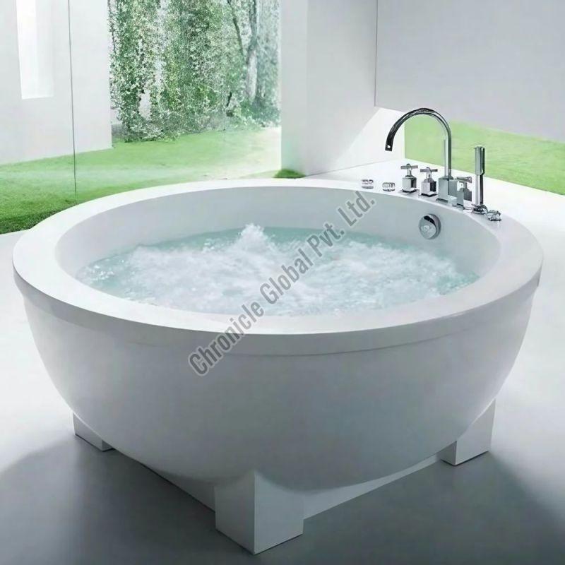 Plain Polished Marble Bathroom Bathtub, Shape : Round