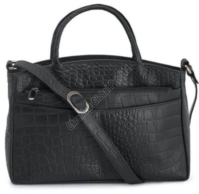 Black Plain Ladies Leather Handbag, Style : Modern