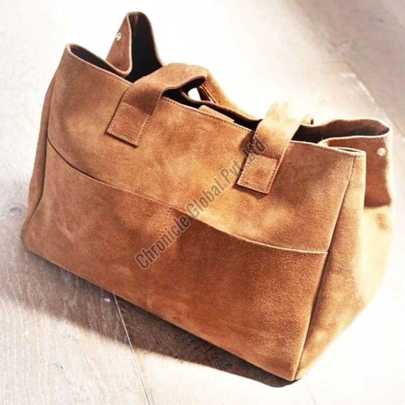 Brown Plain Ladies Leather Tote Bags