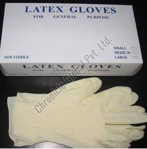 Creamy Plain Latex Examination Gloves, for Medical Use, Packaging Type : Paper Box