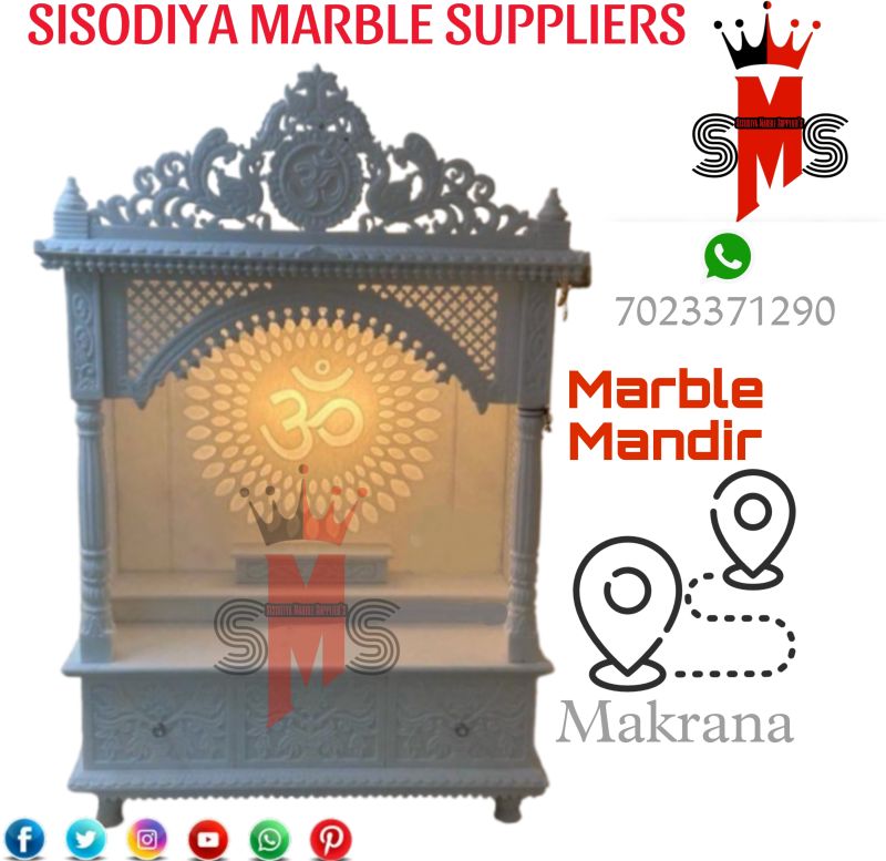 Polished Makrana Marble Temple For Home