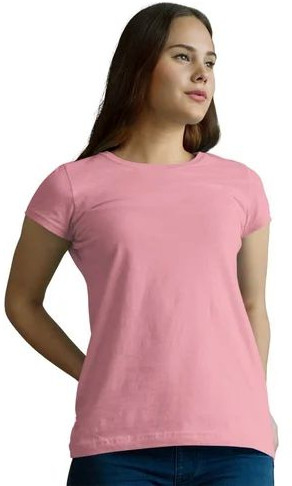 Cotton Ladies Pink Plain T-Shirt, Packaging Type : Plastic Bag