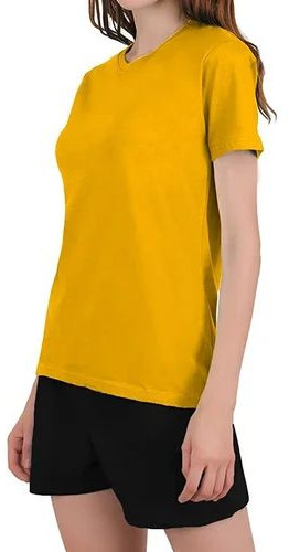 Cotton Ladies Yellow Plain T-Shirt, Packaging Type : Plastic Bag