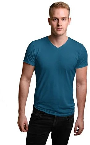 Mens Navy Blue V Neck Plain T-Shirt