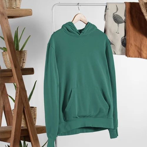 Mens Rama Green Plain Hoodie, Technics : Machine Made