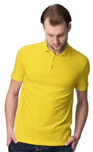 Plain Cotton Mens Yellow Polo T-Shirt, Sleeve Style : Half Sleeve