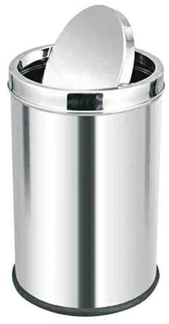 Plain Silver Stainless Steel Dustbin, Shape : Round