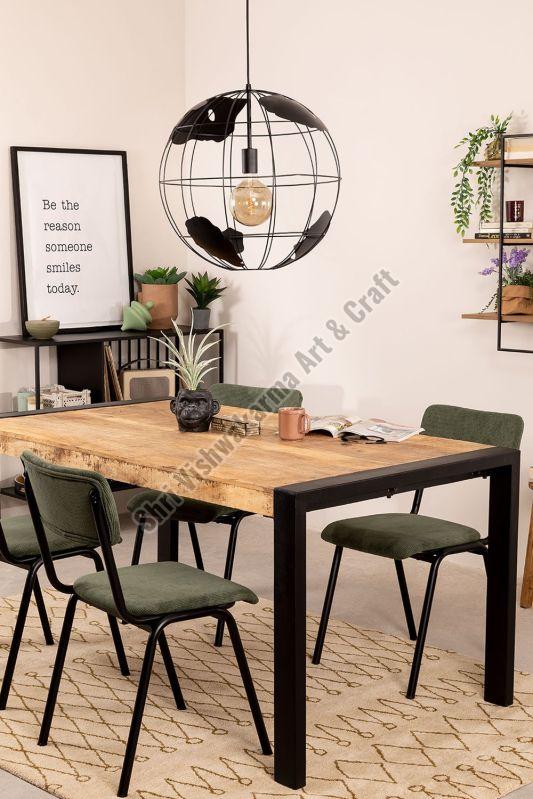 Mango Wood & Iron Dining Table for Indoor