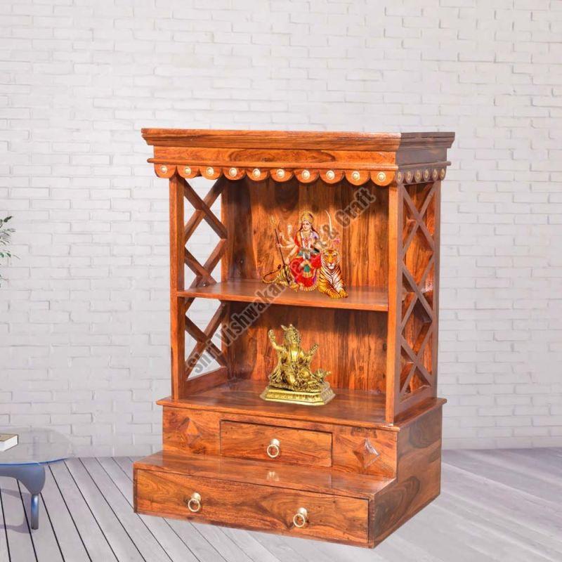 Solid Wood Home Pooja Mandir for House, Offices, Shops