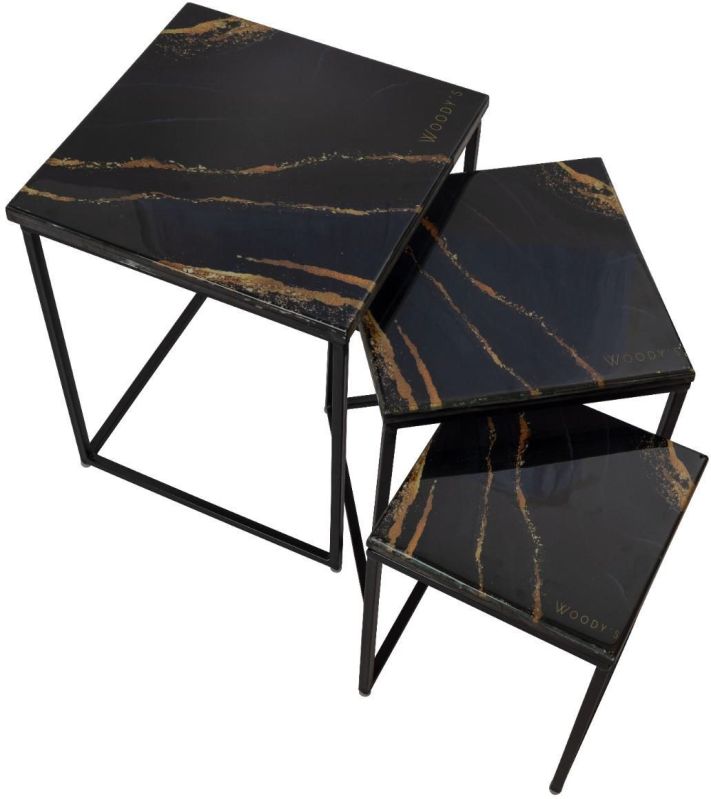 Black and Brown Epoxy Resin Nesting Table Set