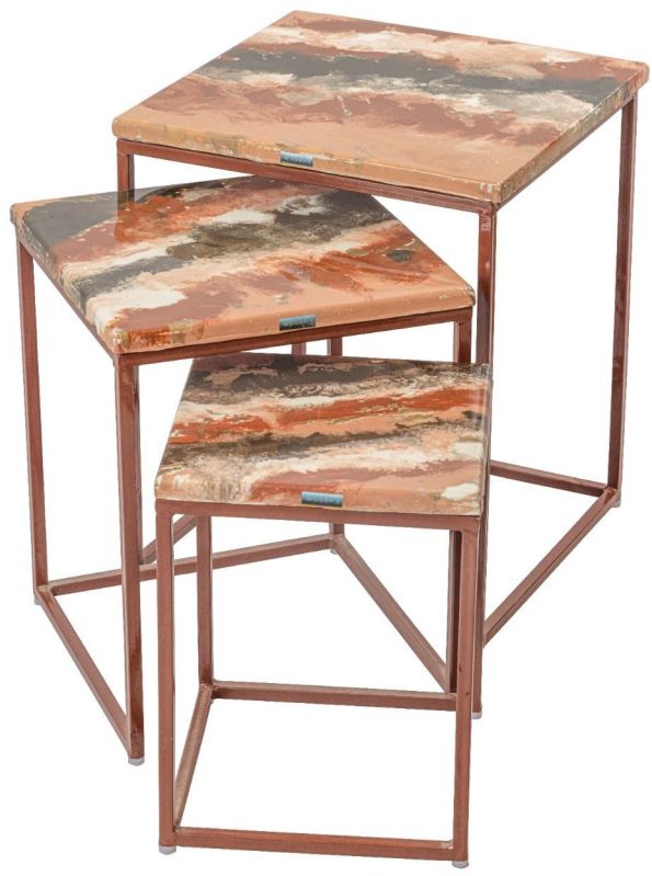 Brown and Grey Epoxy Resin Nesting Table Set