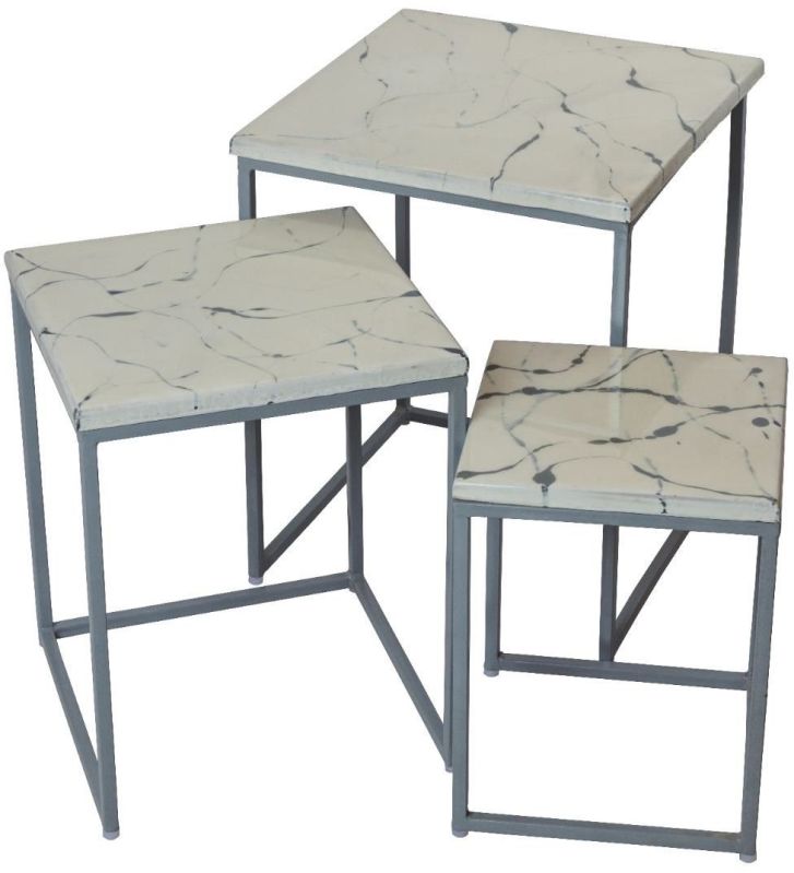 Light Grey Epoxy Resin Nesting Table Set