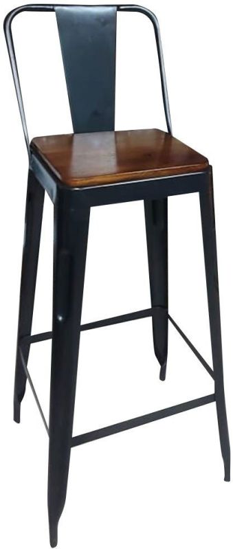 Mild Steel Bar Stool Chair, Seat Material : Wood