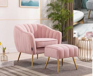 Natural Wood Pink Single Seater Couch for Home, Hotel