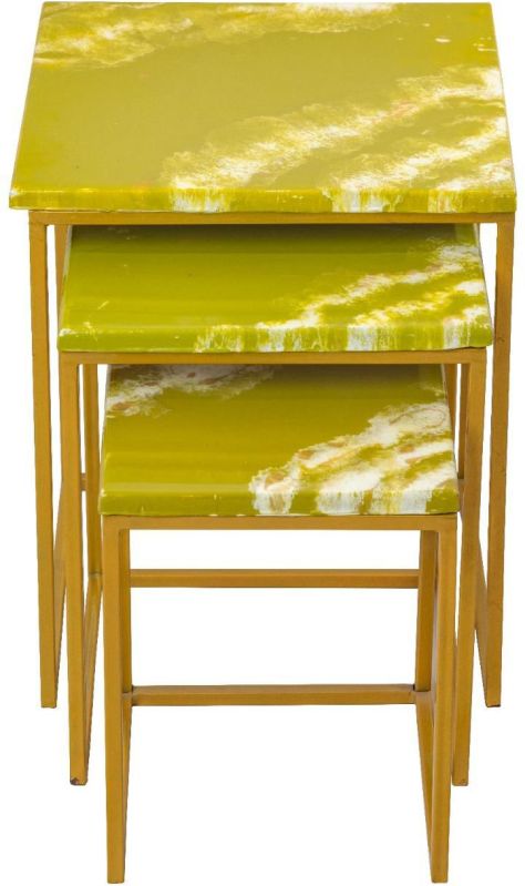 Yellow Epoxy Resin Nesting Table Set for Restaurant, Hotel, Home