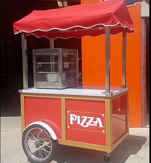 Color Coated Mild Steel Pizza Cart for Fast Food, Food Catering