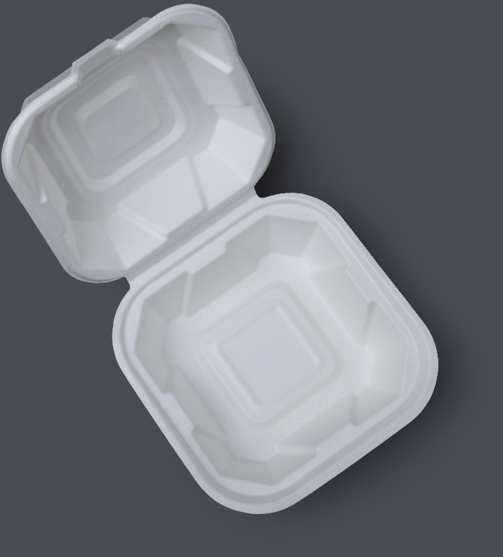 8 x 8 Inch Sugarcane Bagasse Clamshell Box